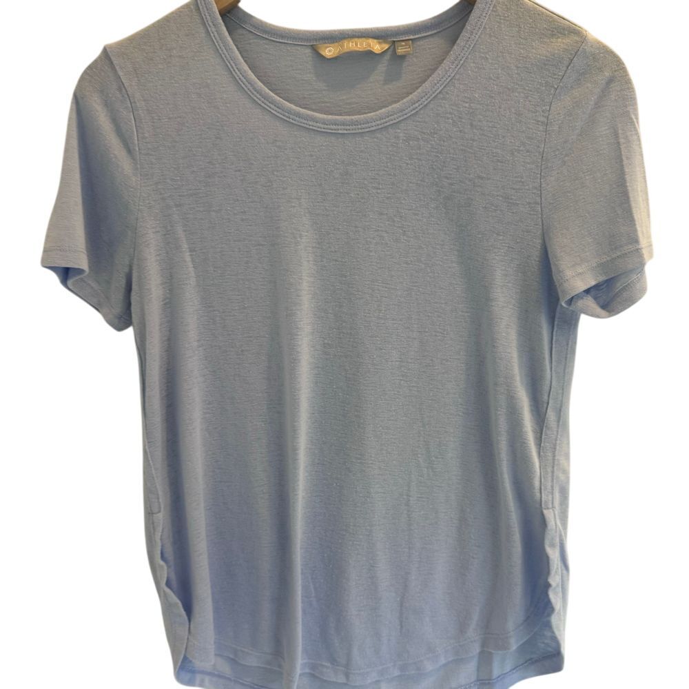 Athleta Women's Breezy Pullover Short Sleeve Blue Crewneck Tee Shirt Size Small - Picture 2 of 8